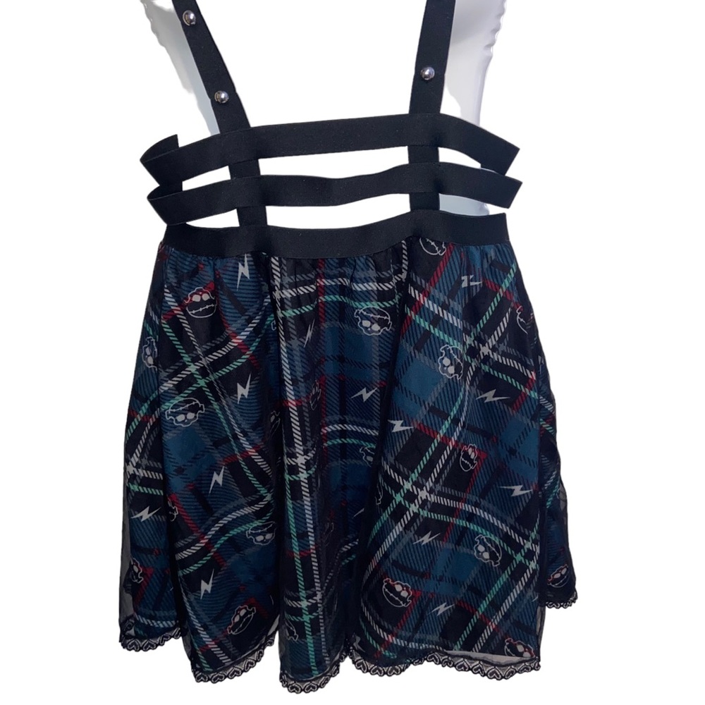 Monster High Frankie Stein Her Universe Dress Medium Skulls Goth Suspenders Cage - Picture 5 of 11